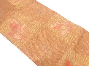 リサイクル　変わり市松に花唐草模様織り出し名古屋帯